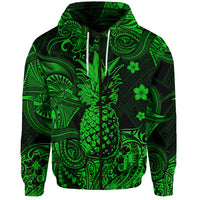 Hawaii Pineapple Polynesian Zip Hoodie Unique Style Green LT8 - Polynesian Pride