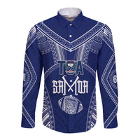 Personalised Toa Samoa Long Sleeves Button Shirt 685 USO Forever LT7 Unisex Blue - Polynesian Pride