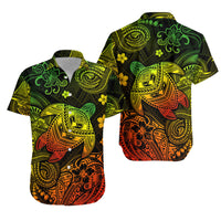 Hawaii Turtle Polynesian Matching Dress and Hawaiian Shirt Matching Couples Outfit Plumeria Flower Unique Style Reggae LT8 No Dress Reggae - Polynesian Pride