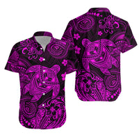 Hawaii Turtle Polynesian Matching Dress and Hawaiian Shirt Matching Couples Outfit Plumeria Flower Unique Style Pink LT8 No Dress Pink - Polynesian Pride