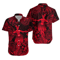 Hawaii Hula Girl Polynesian Matching Dress and Hawaiian Shirt Matching Couples Outfit Unique Style Red LT8 No Dress Red - Polynesian Pride