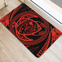 Hawaiian Kanaka Honu Hibiscus Tornado Polynesian Door Mat Red AH - Polynesian Pride