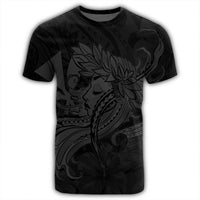 Hawaiian Map Hula Girl Hibiscus Kanaka Polynesian T Shirt Gray - Polynesian Pride