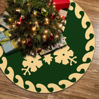 Hawaiian Quilt Pattern Hibiscus Nice Tree Skirt - Green Beige - AH 85x85 cm Green Tree Skirt - Polynesian Pride