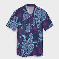 Hawaiian Turtle Polynesian Neon Hawaiian Shirt - AH Unisex Black - Polynesian Pride