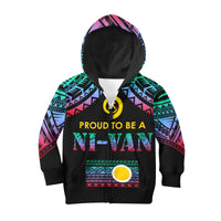 Vanuatu Proud To Be A Ni-Van - Polynesian Pattern KID Hoodie - Shefa Province LT7 Zip Hoodie Black - Polynesian Pride