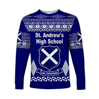St. Andrew's High School Long Sleeve Shirt Simple Tongan Kupesi LT8 - Polynesian Pride