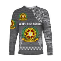 (Custom Personalised) Tonga Vava'u High School Long Sleeve Shirt Simple Style - Full Grey LT8 - Polynesian Pride