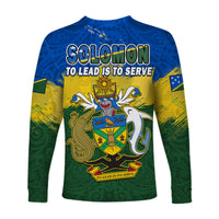 Solomon Islands Long Sleeve Shirt Happy 44th Independence Anniversary Polynesian Pattern LT14 - Polynesian Pride