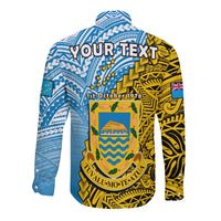 (Custom Personalised) Tuvalu 1978 Long Sleeve Button Shirt Happy 44th Independence Anniversary Polynesian Pattern LT14 - Polynesian Pride