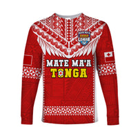 (Custom Text And Number) Tonga Rugby Long Sleeve Shirt Mate Maa Tonga Pacific Ngatu White LT14 - Polynesian Pride