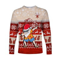 (Custom Personalised) Hawaii Mele Kalikimaka Long Sleeve Shirt Dabbing Santa Red Merry Christmas LT14 Unisex Red - Polynesian Pride