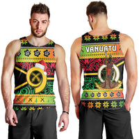 Vanuatu Christmas Men Tank Top Pig Tusk Polynesian Joyeux Noel Flag Art LT14 Reggae - Polynesian Pride