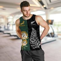 South Africa Protea and New Zealand Fern Men Tank Top Rugby Go Springboks vs All Black LT13 - Polynesian Pride