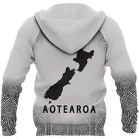 Aotearoa Maori Hoodie Silver Fern Map - Polynesian Pride