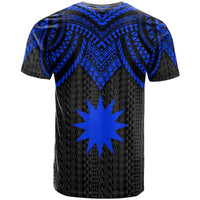 Nauru Custom T Shirt Polynesian Armor Style Blue - Polynesian Pride