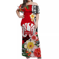 Custom Tahiti Islands Matching Dress and Hawaiian Shirt Polynesian Shark Mix Tropical Flowers LT14 - Polynesian Pride