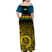 Torba Province Off Shoulder Long Dress Vanuatu Pig Tusk Polynesian Flag Style LT14 - Polynesian Pride