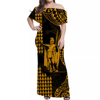 Custom King Kamehameha Matching Hawaiian Outfits For Couples with Polynesian Tribal Gold LT13 - Polynesian Pride