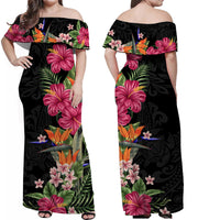 Hawaii Flowers Mix Tribal Pattern Matching Dress and Hawaiian Shirt LT6 - Polynesian Pride