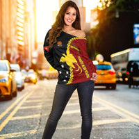 Personalised Papua New Guinea Off Shoulder Sweater 47th Independence Anniversary - Motu Revareva LT7 - Polynesian Pride