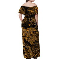 Hawaii Turtle Polynesian Matching Dress and Hawaiian Shirt Matching Couples Outfit Plumeria Flower Unique Style Gold LT8 - Polynesian Pride