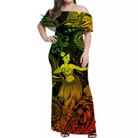 Hawaii Hula Girl Polynesian Matching Dress and Hawaiian Shirt Matching Couples Outfit Unique Style Reggae LT8 No Shirt Reggae - Polynesian Pride