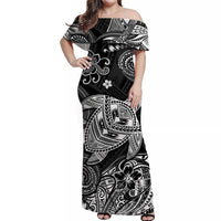 Hawaii Turtle Polynesian Matching Dress and Hawaiian Shirt Matching Couples Outfit Plumeria Flower Unique Style Black LT8 - Polynesian Pride
