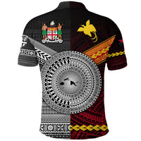 Papua New Guinea Fiji Polo Shirt Polynesian and Tapa Together Black LT8 - Polynesian Pride