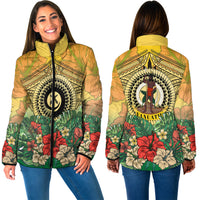 Vanuatu Polynesian Hibiscus Padded Jackets LT10 Unisex Yellow - Polynesian Pride