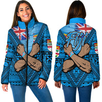 Fiji Bula Flag Padded Jackets LT10 Unisex Blue - Polynesian Pride