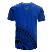 Pohnpei All Over T Shirt Pohnpei Flag Polynesian Tribal Blue Version - Polynesian Pride