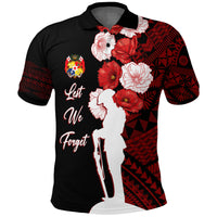 Tonga Polo Shirt ANZAC Day Lest We Forget LT7 Black - Polynesian Pride