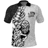 New Zealand Maori All Black Rugby Polo Shirt LT2 WHITE - Polynesian Pride