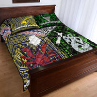 New Zealand And Niue Quilt Bed Set Together - Green LT8 - Polynesian Pride