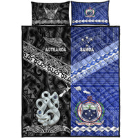 New Zealand And Samoa Quilt Bed Set Together - Black LT8 - Polynesian Pride