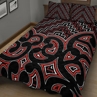 New Zealand Quilt Bed Set Maori Graphic Tee Patterns Red Lt6 - Polynesian Pride
