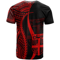 Fiji Custom T Shirt Red Polynesian Tentacle Tribal Pattern - Polynesian Pride