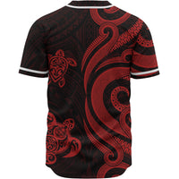 Cook Islands Baseball Shirt - Red Tentacle Turtle - Polynesian Pride