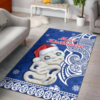New Zealand Christmas Area Rug Hei Tiki Blue Pohutukawa Meri Kirihimete LT14 Blue - Polynesian Pride