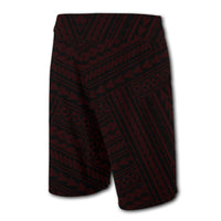 Hawaii Kakau Polynesian Kanaka Map Board Shorts - Red - Polynesian Pride