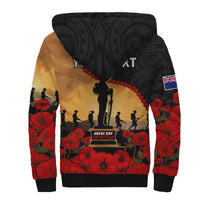 (Custom Personalised) New Zealand Anzac Sherpa Hoodie Maori Camouflage Mix Poppies We Will Remember Them LT14 - Polynesian Pride