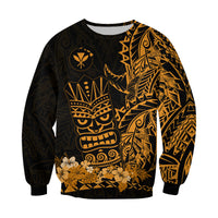 Hawaii Polynesian Sweatshirt Gold Tiki Masks Hawaiian LT13 - Polynesian Pride