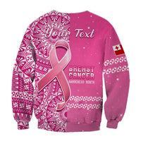 (Custom Personalised) Tonga Breast Cancer Sweatshirt Tongan Ngatu Pattern No One Fights Alone LT14 - Polynesian Pride