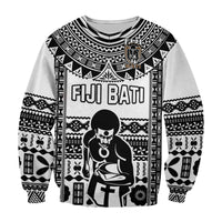 Custom Text And Number Fiji Rugby Sweatshirt Pacific The Bati Black Fijian Tapa LT14 - Polynesian Pride