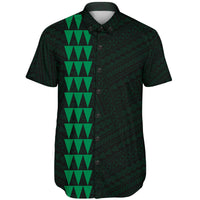 Hawaii Kakau Polynesian Three Turtles Map Short Sleeve Shirt - Green - Polynesian Pride