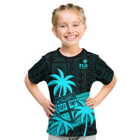 Fiji Rugby Sevens Kid T Shirt Tapa Palm Tree and Fijian Coat of Arms LT9 Youth XL Size14 - Polynesian Pride