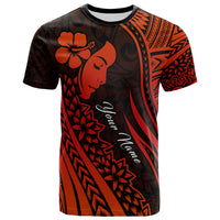 Custom Polynesian Valentine Couple T Shirt I LOVE YOU Hibiscus Style Red LT13 No Men - Polynesian Pride