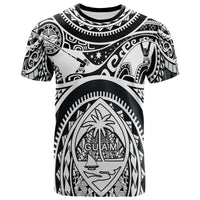Polynesian T Shirt Guam Flag, Seal with Maui Moana Tattoo Unisex White - Polynesian Pride