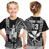 (Custom Text and Number) Hawaii Day Kakau T Shirt Proud To Be Hawaiian Black King Kamehameha and Kanaka Maoli LT13 - Polynesian Pride